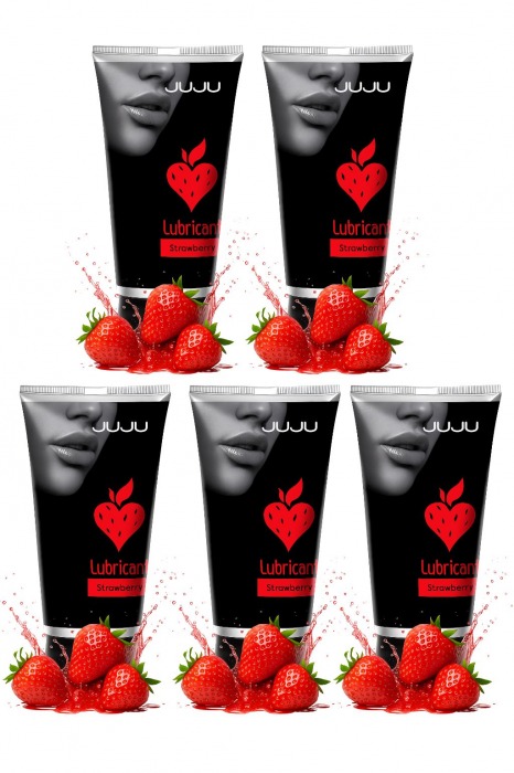 Набор из 5 съедобных лубрикантов JUJU со вкусом клубники - JuJu - купить с доставкой в Иваново Набор из 5 съедобных лубрикантов JUJU со вкусом клубники - JuJu - купить с доставкой в Иваново