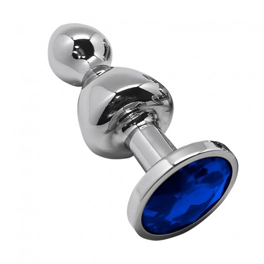 Серебристая анальная втулка Wooomy Lollypop Size S с синим кристаллом - Adrien Lastic в Иваново Серебристая анальная втулка Wooomy Lollypop Size S с синим кристаллом - Adrien Lastic