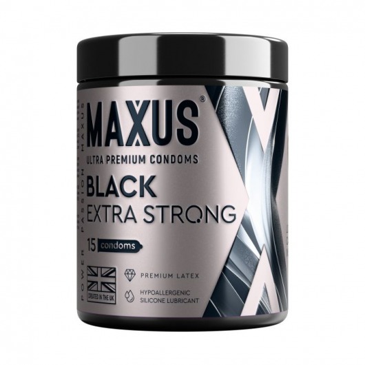 Черные утолщенные презервативы MAXUS Extra Strong с железным кейсом - 15 шт. - Maxus - купить с доставкой в Иваново