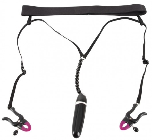 Женские вибростринги с зажимами для половых губ Spreader String with Vibrator - Orion - купить с доставкой в Иваново