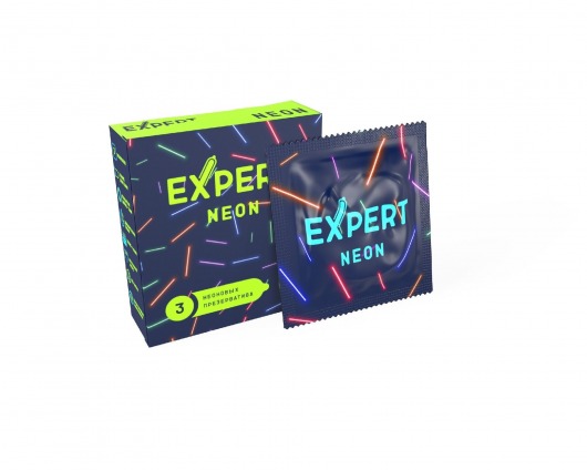 Светящиеся в темноте презервативы Expert Neon - 3 шт. - Expert - купить с доставкой в Иваново