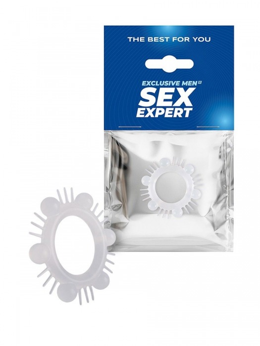 Эластичное эрекционное кольцо с шипиками и шариками - Sex Expert - в Иваново купить с доставкой