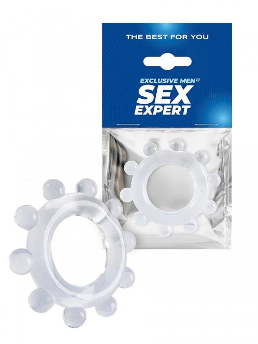 Прозрачное эрекционное кольцо со стимулирующими шариками - Sex Expert - в Иваново купить с доставкой