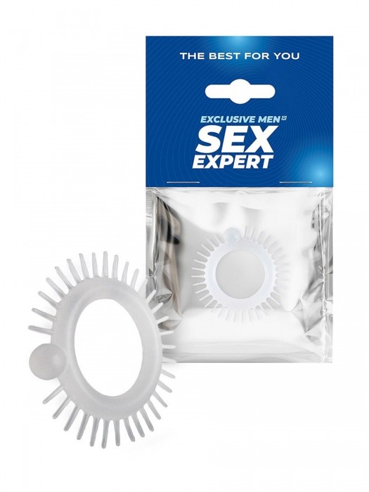 Эластичное эрекционное кольцо с шипиками и шариком - Sex Expert - в Иваново купить с доставкой