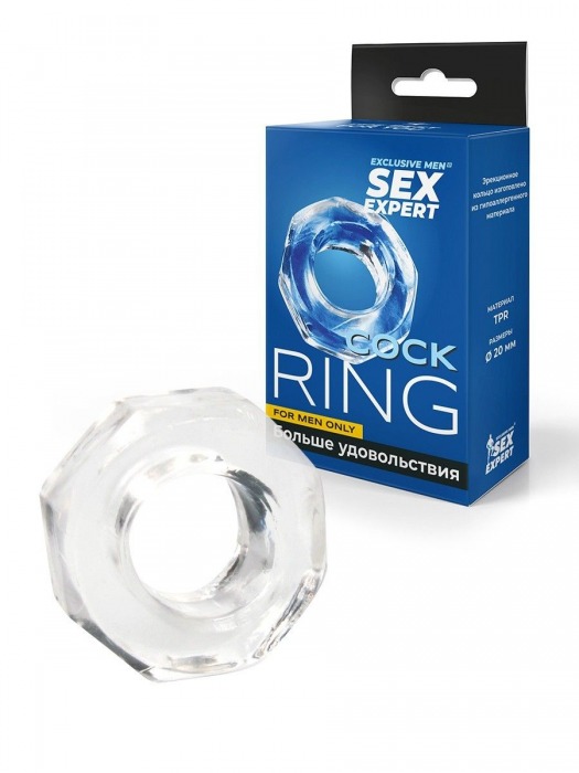 Прозрачное эрекционное кольцо в форме гайки - Sex Expert - в Иваново купить с доставкой