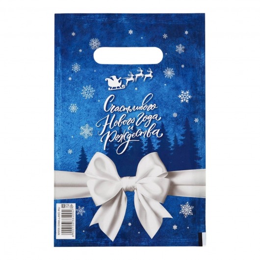 Сине-белый подарочный новогодний пакет с вырубной ручкой (20х30 см) - Сима-Ленд - купить с доставкой в Иваново