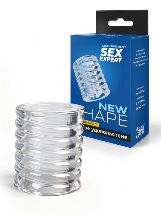 Прозрачная сквозная насадка на пенис с ребрышками - Sex Expert - в Иваново купить с доставкой