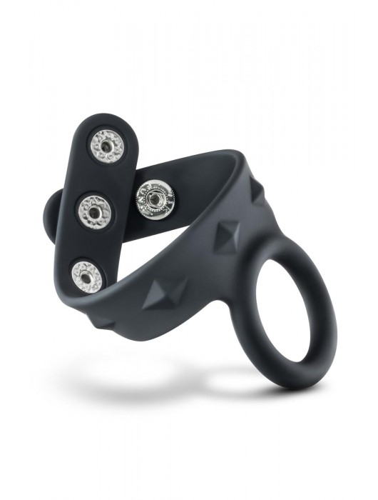Черное эрекционное кольцо с подхватом мошонки на кнопках VS6 - Blush Novelties - в Иваново купить с доставкой