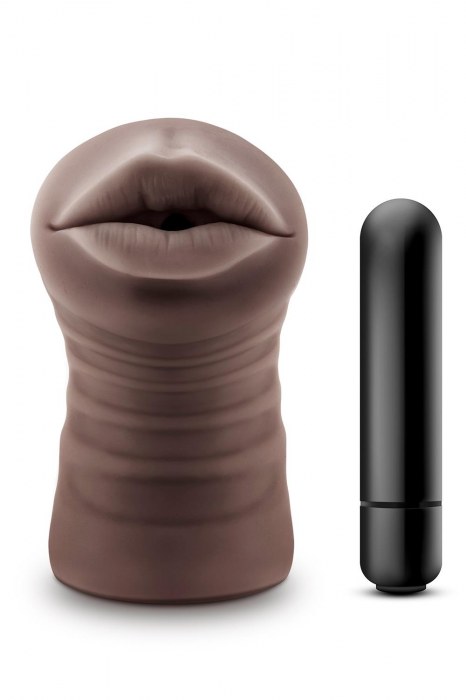 Коричневый мастурбатор-ротик Krystal Vibrating Masturbator - Blush Novelties - в Иваново купить с доставкой