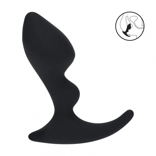 Черная анальная пробка для массажа простаты Double Ripple Silicone Prostate Massager - Shots Media BV - в Иваново купить с доставкой