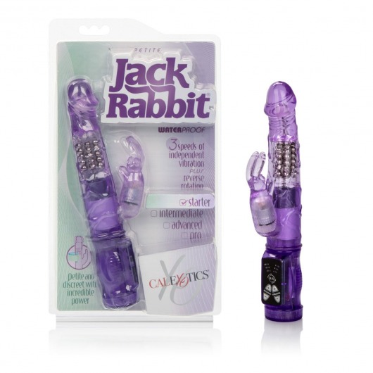Фиолетовый вибромассажер Petite Jack Rabbit - 24 см. - California Exotic Novelties