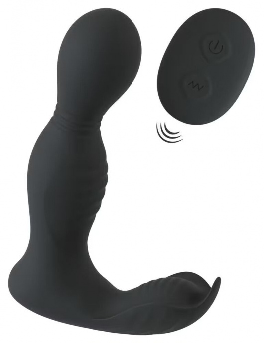 Черная анальная пробка с вибрацией, вращением и пультом ДУ RC Butt Plug with 2 Functions - Orion - в Иваново купить с доставкой
