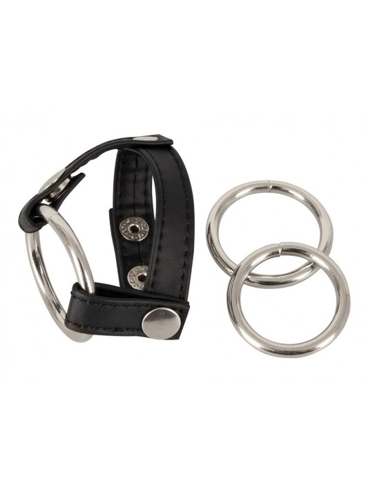 Подхват для мошонки с 3 съемными эрекционными кольцами Leder-Riemen - Orion - в Иваново купить с доставкой