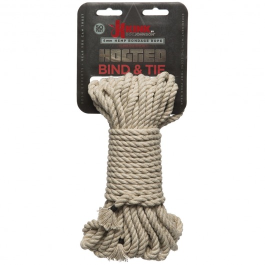 Бондажная пеньковая верёвка Kink Bind   Tie Hemp Bondage Rope 50 Ft - 15 м. - Doc Johnson - купить с доставкой в Иваново