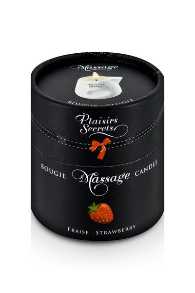 Массажная свеча с ароматом клубники Bougie de Massage Gourmande Fraise - 80 мл. - Plaisir Secret - купить с доставкой в Иваново