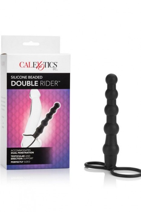 Насадка на пенис для двойного проникновения Silicone Beaded Double Rider - 14 см. - California Exotic Novelties - в Иваново купить с доставкой