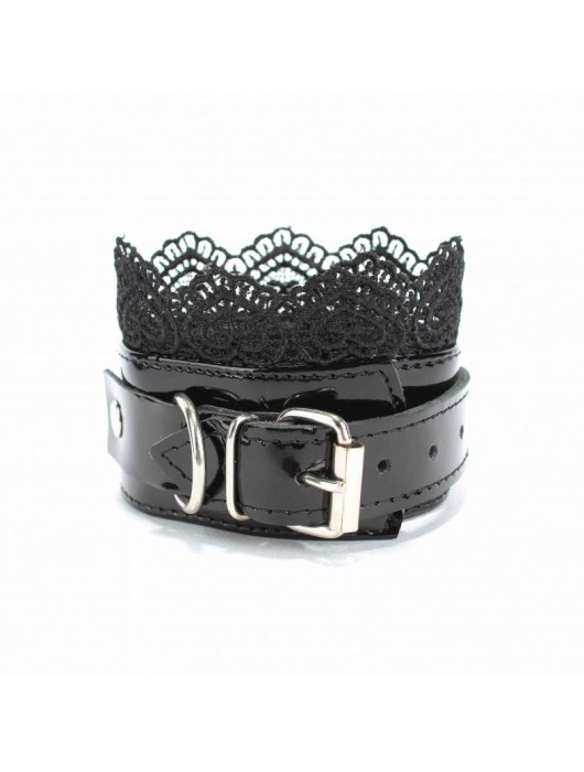 Изысканные чёрные наручники с кружевом - БДСМ Арсенал - купить с доставкой в Иваново