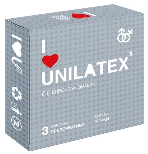 Презервативы с точками Unilatex Dotted - 3 шт. - Unilatex - купить с доставкой в Иваново