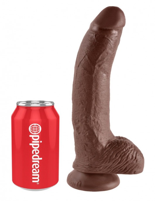 Коричневый фаллоимитатор 9  Cock with Balls - 22,9 см. - Pipedream