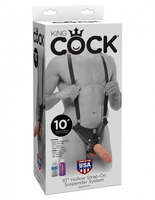 Страпон-система с телесной насадкой 10  Hollow Strap-On Suspender System - 25 см. - Pipedream - купить с доставкой в Иваново
