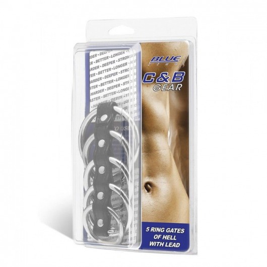 Хомут на пенис с 5 кольцами 5 Ring Gates Of Hell With Lead - BlueLine - купить с доставкой в Иваново