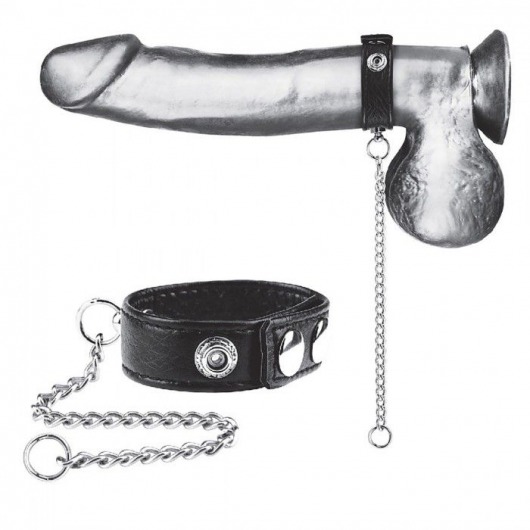 Утяжка на пенис с поводком Snap Cock Ring With 12  Leash - BlueLine - купить с доставкой в Иваново