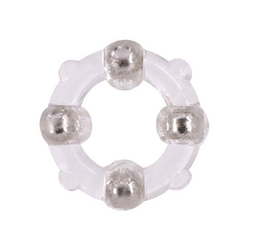 Эрекционное кольцо с 4 бусинами MENZSTUFF STUD RING CLEAR - Dream Toys - в Иваново купить с доставкой