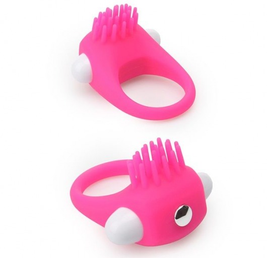 Розовое эрекционное кольцо с щеточкой LIT-UP SILICONE STIMU RING 5 - Dream Toys - в Иваново купить с доставкой