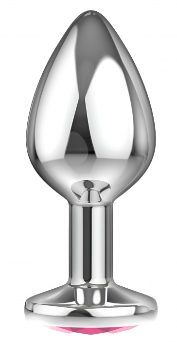 Большая серебристая анальная пробка Diamond Pink Sparkle Large с розовым кристаллом - 8 см. - Lola Games - купить с доставкой в Иваново