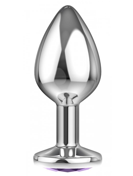Малая серебристая анальная пробка Diamond Purple Sparkle Small с фиолетовым кристаллом - 7 см. - Lola Games - купить с доставкой в Иваново