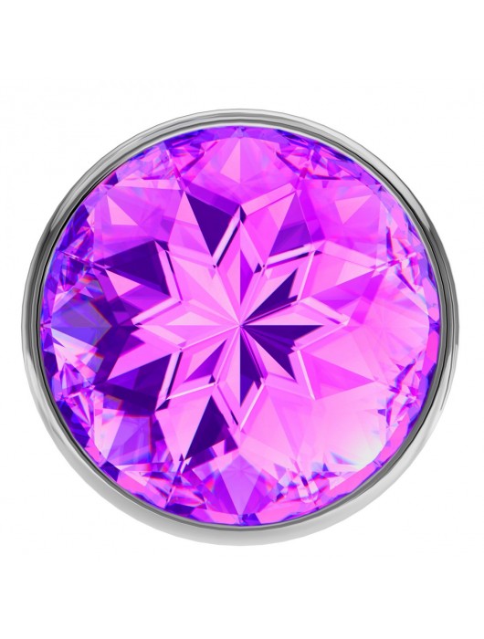 Малая серебристая анальная пробка Diamond Purple Sparkle Small с фиолетовым кристаллом - 7 см. - Lola Games - купить с доставкой в Иваново