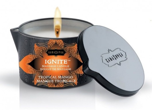 Массажная свеча Ignite TROPICAL MANGO с ароматом манго - 170 гр. - Kama Sutra - купить с доставкой в Иваново