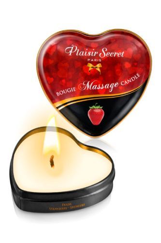 Массажная свеча с ароматом клубники Bougie Massage Candle - 35 мл. - Plaisir Secret - купить с доставкой в Иваново