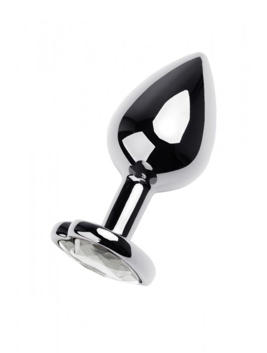 Серебристая анальная пробка с прозрачным кристаллом-сердцем - 8 см. - ToyFa - купить с доставкой в Иваново