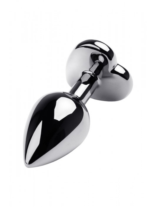 Серебристая анальная пробка с прозрачным кристаллом-сердцем - 8 см. - ToyFa - купить с доставкой в Иваново