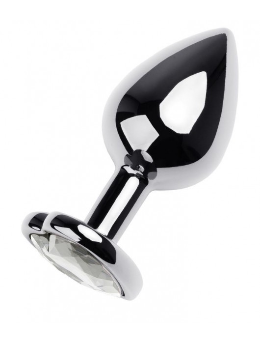 Серебристая анальная пробка с прозрачным кристаллом-сердцем - 8 см. - ToyFa - купить с доставкой в Иваново