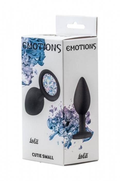 Чёрная анальная пробка Emotions Cutie Small с прозрачным кристаллом - 7,5 см. - Lola Games - купить с доставкой в Иваново