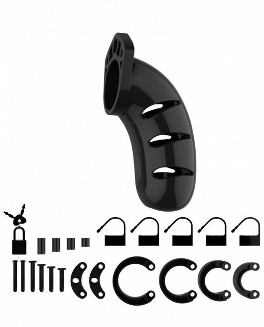 Чёрный мужской пояс верности Model 03 Chastity 4.5  Cock Cage - Shots Media BV - купить с доставкой в Иваново