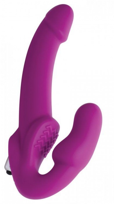 Ярко-розовый безремневой вибрострапон Evoke Vibrating Strapless Silicone Strap-on Dildo - XR Brands - купить с доставкой в Иваново