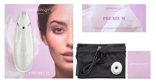 Белый бесконтактный клиторальный стимулятор Womanizer Premium - Womanizer
