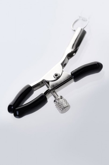 Серебристо-чёрные зажимы для сосков с кольцом для пениса TOYFA Metal - ToyFa - купить с доставкой в Иваново